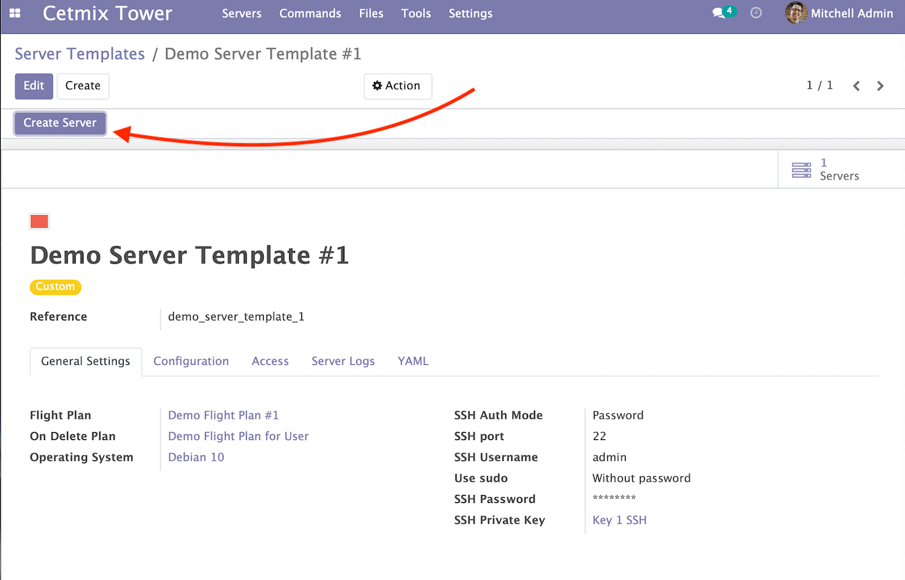 Server template form create server