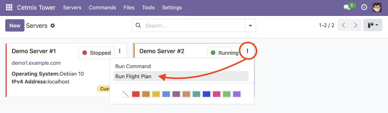 Server kanban card run flight plan